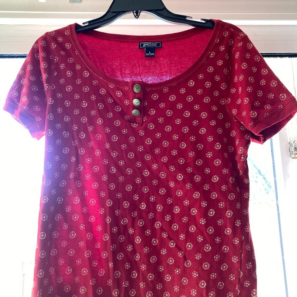 Red and small white pattern short sleeve shirt - American Living Large